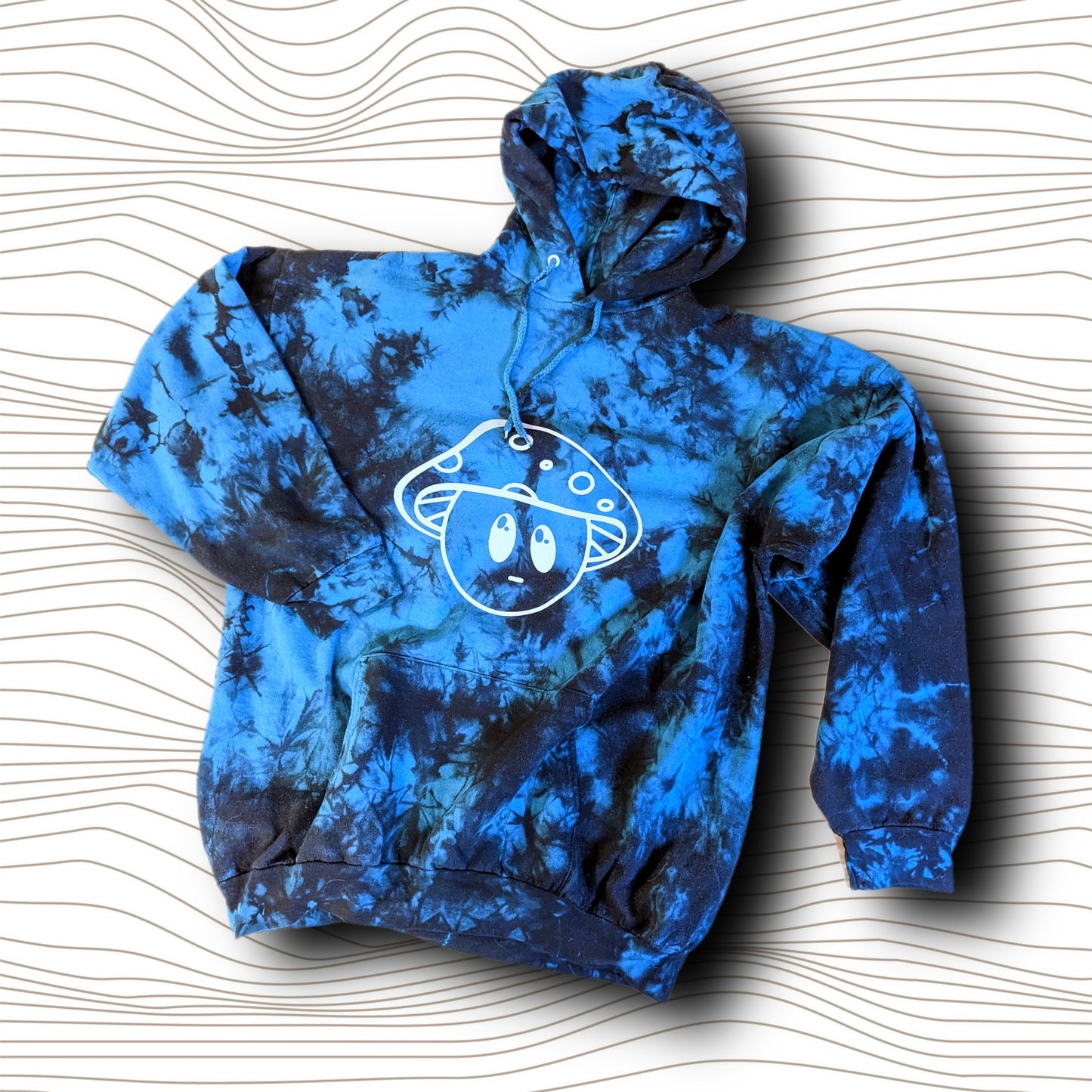 Mushroom Man Black/Teal Crystal Dye Hoodie